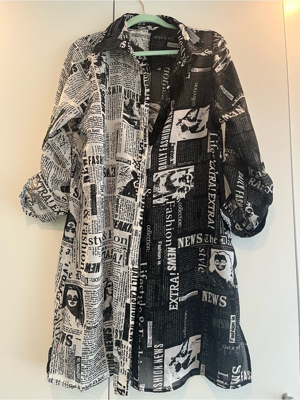 NEW. Newspaper-chiffon Print dress
